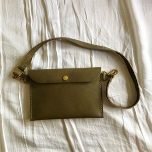Teddi Joelle Hip Belt Crossbody Bag Leather Olive
